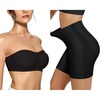 OEAK Womens Strapless Bras Push Up Bandeau Bra & Tummy Control Shapewear Black M