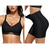 OEAK Womens Wireless Bras Scalloped & Tummy Control Shapewear Seamless Black 3XL
