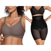 OEAK Womens Wireless Bras V Mesh Grey & Tummy Control SuperPower Black S