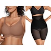 OEAK Womens Wireless Bras V Mesh Khaki & Tummy Control Superpower Black M