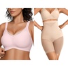 OEAK Womens Wireless Bras V Mesh Pink & Tummy Control Superpower Nude S