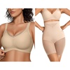 OEAK Womens Wireless Bras V Mesh Semolina & Tummy Control Superpower Nude S