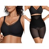 OEAK Womens Wireless Bras V Mesh & Tummy Control SuperPower Black L