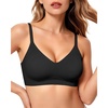 OEAK Womens Wireless Jelly Bras Comfortable Gel Bra Everyday Tshirt Bras(Airy Black)