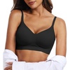 OEAK Womens Wireless Jelly Bras Comfortable Gel Bra Everyday Tshirt Bras(Black)