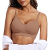 OEAK Womens Wireless Jelly Bras Comfortable Gel Bra Everyday Tshirt Bras(Coffee)