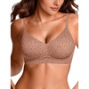 OEAK Womens Wireless Jelly Bras Comfortable Gel Bra Everyday Tshirt Bras(Latte Leopard)
