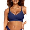 OEAK Womens Wireless Jelly Bras Comfortable Gel Bra Everyday Tshirt Bras(Navy Blue)