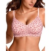 OEAK Womens Wireless Jelly Bras Comfortable Gel Bra Everyday Tshirt Bras(Pink Leopard)