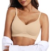 OEAK Womens Wireless Jelly Bras Comfortable Gel Bra Everyday Tshirt Bras(Semolina)