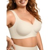 OEAK Womens Wireless Jelly Bras Plus Size Support Push Up Comfortable Bra(Beige)