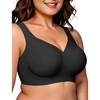 OEAK Womens Wireless Jelly Bras Plus Size Support Push Up Comfortable Bra(Black Airy)