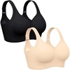 OEAK Womens Wireless Jelly Bras Plus Size Support Push Up Comfortable Bra(Black+nude)
