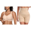 OEAK Womens Wireless V Mesh Bras M+Tummy Control Shapewear Thigh Slimmer Nude M