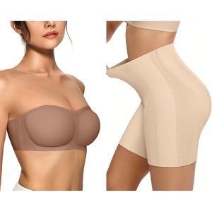 OEAK Womens Strapless Bras Push Up Bandeau Bra Coffee & Tummy Control Shapewear Nude L