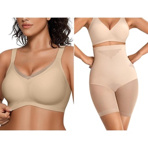 OEAK Womens Wireless Bras V Mesh Semolina & Tummy Control Superpower Nude S