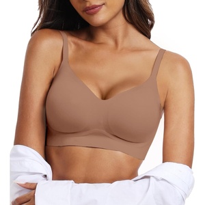 OEAK Womens Wireless Jelly Bras Comfortable Gel Bra Everyday Tshirt Bras(Coffee)
