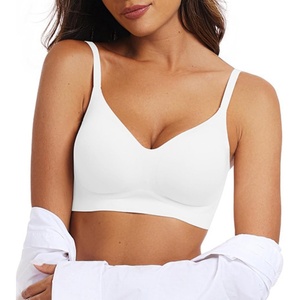 OEAK Womens Wireless Jelly Bras Comfortable Gel Bra Everyday Tshirt Bras(White)