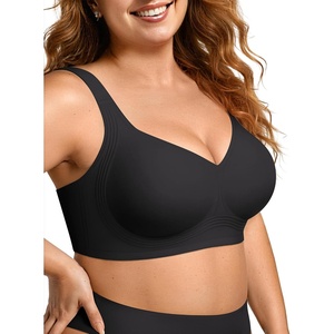OEAK Womens Wireless Jelly Bras Plus Size Support Push Up Comfortable Bra(Black)
