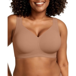 OEAK Womens Wireless Jelly Bras Plus Size Support Push Up Comfortable Bra(Latte)
