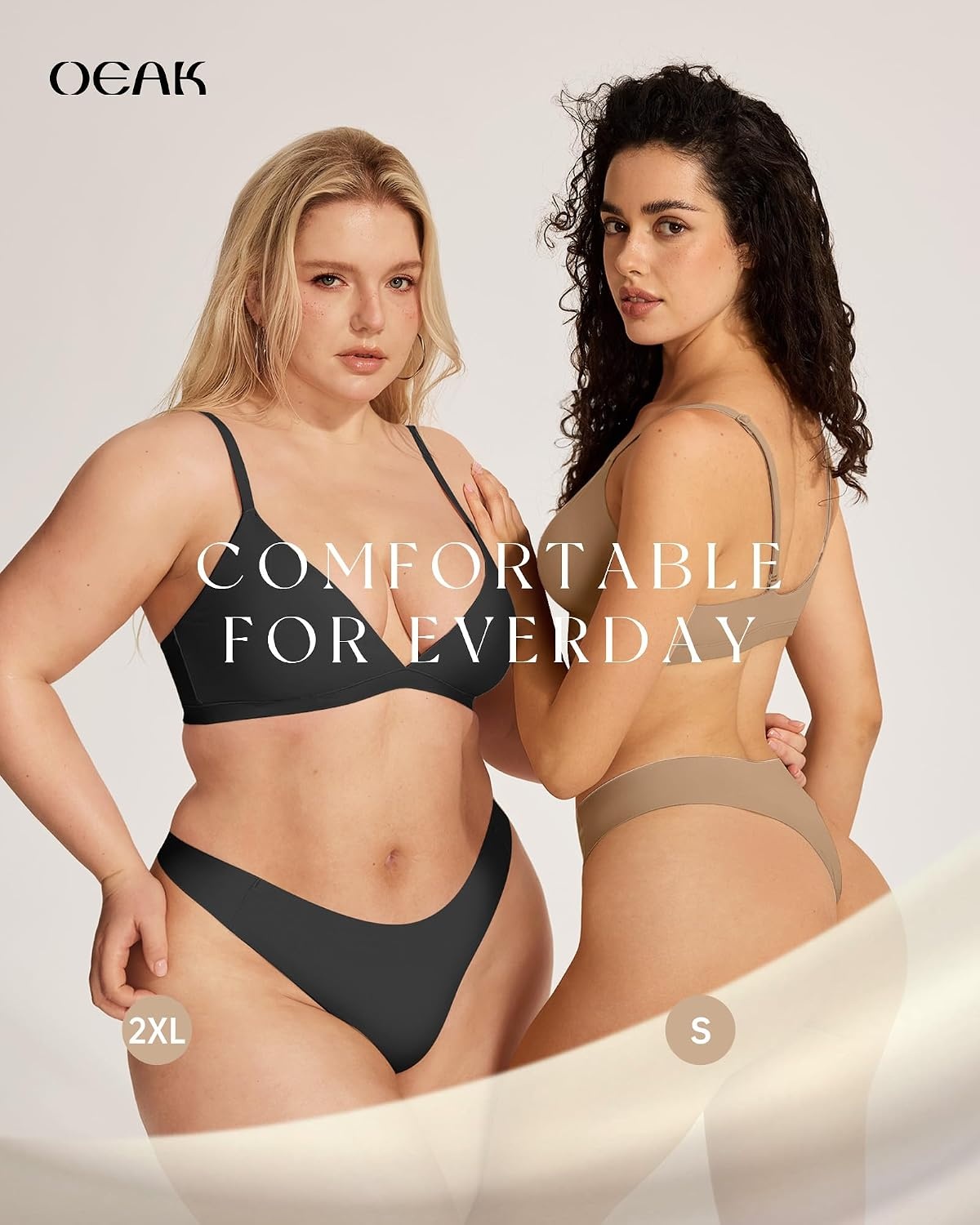 image:imageOEAK Seamless Thongs for Women Invisible Thongs No Show Thong Panty Liners Tangas Comfortable Workout GStrings UnderwearBlackskin Nude