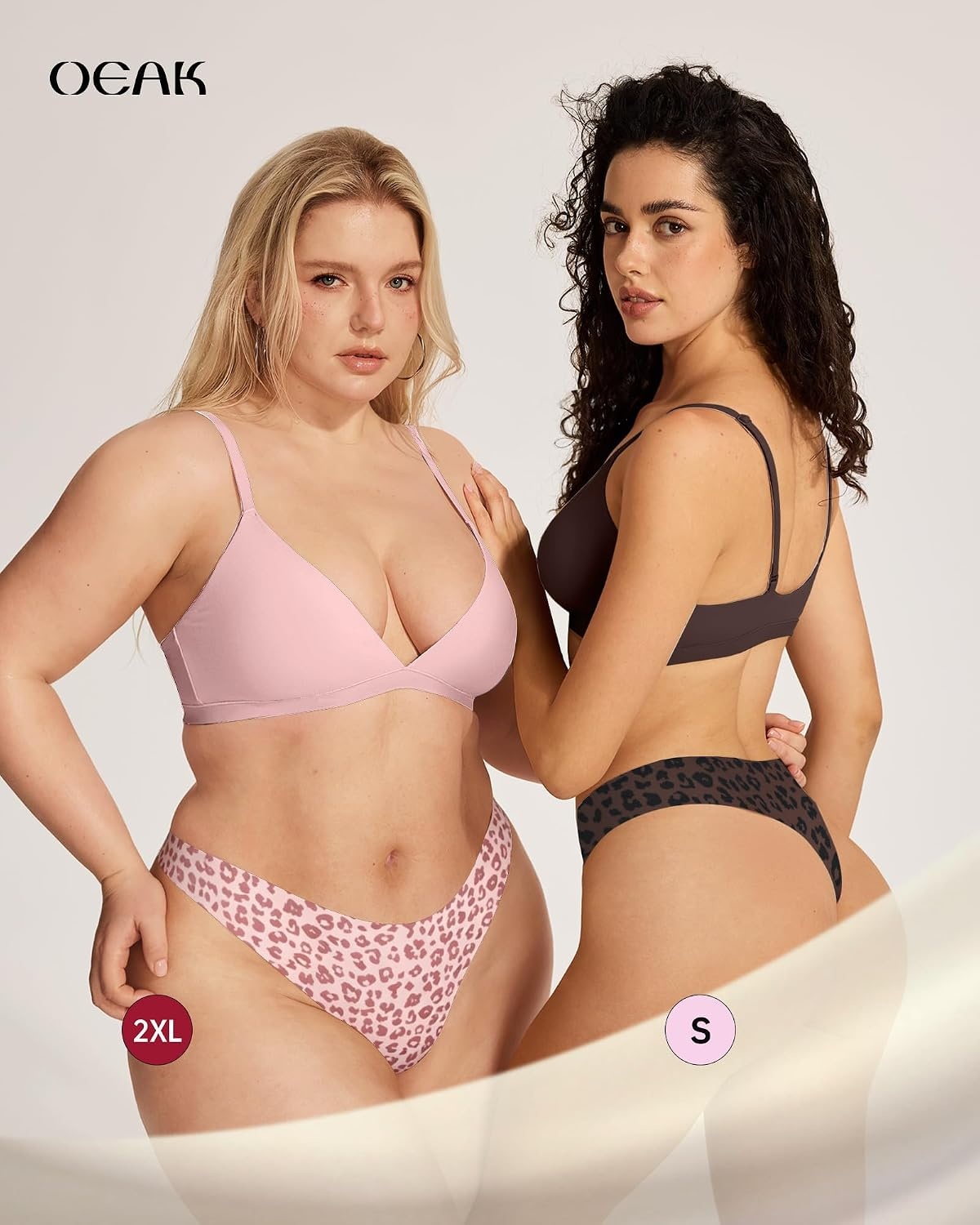 image:imageOEAK Seamless Thongs for Women Invisible Thongs No Show Thong Panty Liners Tangas Comfortable Workout GStrings UnderwearLeopard Pink