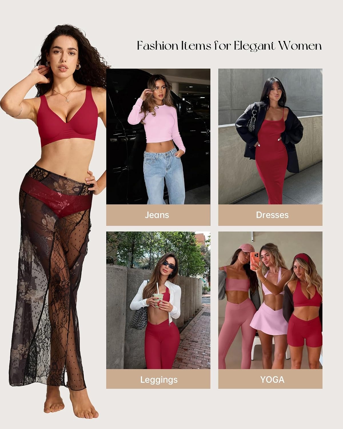 image:imageOEAK Seamless Thongs for Women Invisible Thongs No Show Thong Panty Liners Tangas Comfortable Workout GStrings UnderwearWine Red