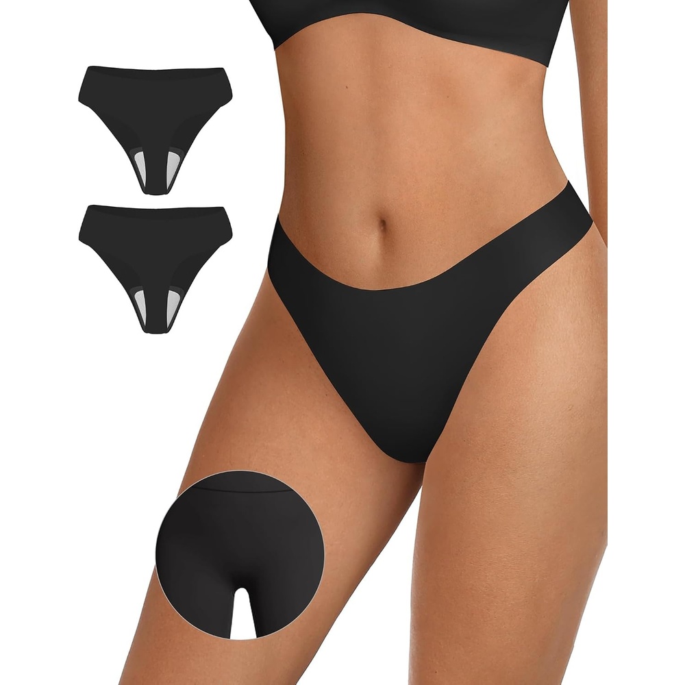 image:imageOEAK Seamless Thongs for Women Invisible Thongs No Show Thong Panty Liners Tangas Comfortable Workout GStrings UnderwearBlackblack