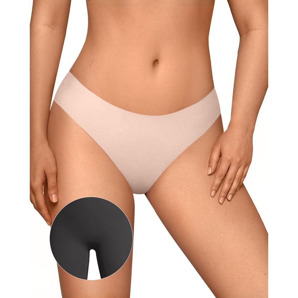 image:imageOEAK Seamless Thongs for Women Invisible Thongs No Show Thong Panty Liners Tangas Comfortable Workout GStrings UnderwearCream