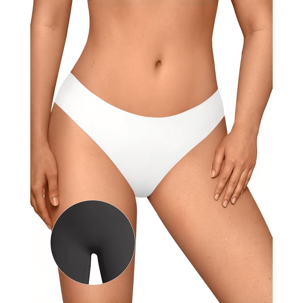 image:imageOEAK Seamless Thongs for Women Invisible Thongs No Show Thong Panty Liners Tangas Comfortable Workout GStrings UnderwearWhite