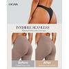 OEAK Seamless Thongs for Women Invisible Thongs No Show Thong Panty Liners Tangas Comfortable Workout G-Strings Underwear(3p-1*black+1*skin Nude+1*latte)