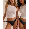 OEAK Seamless Thongs for Women Invisible Thongs No Show Thong Panty Liners Tangas Comfortable Workout G-Strings Underwear(Black)