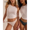 OEAK Seamless Thongs for Women Invisible Thongs No Show Thong Panty Liners Tangas Comfortable Workout G-Strings Underwear(Cream)