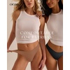 OEAK Seamless Thongs for Women Invisible Thongs No Show Thong Panty Liners Tangas Comfortable Workout G-Strings Underwear(Latte)