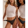 OEAK Seamless Thongs for Women Invisible Thongs No Show Thong Panty Liners Tangas Comfortable Workout G-Strings Underwear(Leopard Coffee)