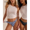 OEAK Seamless Thongs for Women Invisible Thongs No Show Thong Panty Liners Tangas Comfortable Workout G-Strings Underwear(Leopard Grey)