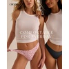 OEAK Seamless Thongs for Women Invisible Thongs No Show Thong Panty Liners Tangas Comfortable Workout G-Strings Underwear(Leopard Pink)
