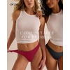 OEAK Seamless Thongs for Women Invisible Thongs No Show Thong Panty Liners Tangas Comfortable Workout G-Strings Underwear(Wine Red)