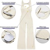 OEAK Womens Flare Jumpsuit with Bra Tummy Control Cutout Romper Workout Outfit Sleeveless Unitard One Piece Backless Bodysuit(Beige)