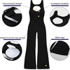 OEAK Womens Flare Jumpsuit with Bra Tummy Control Cutout Romper Workout Outfit Sleeveless Unitard One Piece Backless Bodysuit(Black)