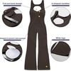 OEAK Womens Flare Jumpsuit with Bra Tummy Control Cutout Romper Workout Outfit Sleeveless Unitard One Piece Backless Bodysuit(Brown)