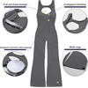OEAK Womens Flare Jumpsuit with Bra Tummy Control Cutout Romper Workout Outfit Sleeveless Unitard One Piece Backless Bodysuit(Dark Grey)