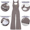 OEAK Womens Flare Jumpsuit with Bra Tummy Control Cutout Romper Workout Outfit Sleeveless Unitard One Piece Backless Bodysuit(Flaxen)
