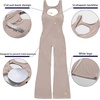 OEAK Womens Flare Jumpsuit with Bra Tummy Control Cutout Romper Workout Outfit Sleeveless Unitard One Piece Backless Bodysuit(Khaki)