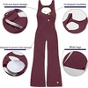 OEAK Womens Flare Jumpsuit with Bra Tummy Control Cutout Romper Workout Outfit Sleeveless Unitard One Piece Backless Bodysuit(Wine Red)