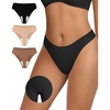 OEAK Seamless Thongs for Women Invisible Thongs No Show Thong Panty Liners Tangas Comfortable Workout G-Strings Underwear(3p-1*black+1*skin Nude+1*latte)