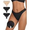 OEAK Seamless Thongs for Women Invisible Thongs No Show Thong Panty Liners Tangas Comfortable Workout G-Strings Underwear(3p-2*black+1*skin Nude)