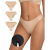 OEAK Seamless Thongs for Women Invisible Thongs No Show Thong Panty Liners Tangas Comfortable Workout G-Strings Underwear(3p-3*skin Nude)