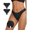 OEAK Seamless Thongs for Women Invisible Thongs No Show Thong Panty Liners Tangas Comfortable Workout G-Strings Underwear(Black+black)