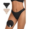 OEAK Seamless Thongs for Women Invisible Thongs No Show Thong Panty Liners Tangas Comfortable Workout G-Strings Underwear(Black+skin Nude)